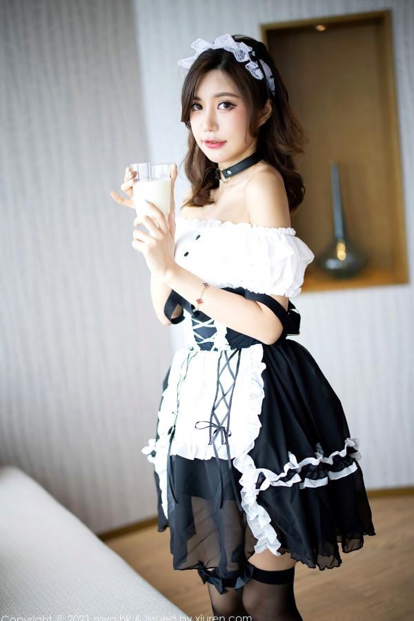   MyGirl美媛馆-588-绮里嘉Ula杭州旅拍，超短女仆装制服诱惑，黑丝高跟私房摄影，极品性感视觉大片第37张图片