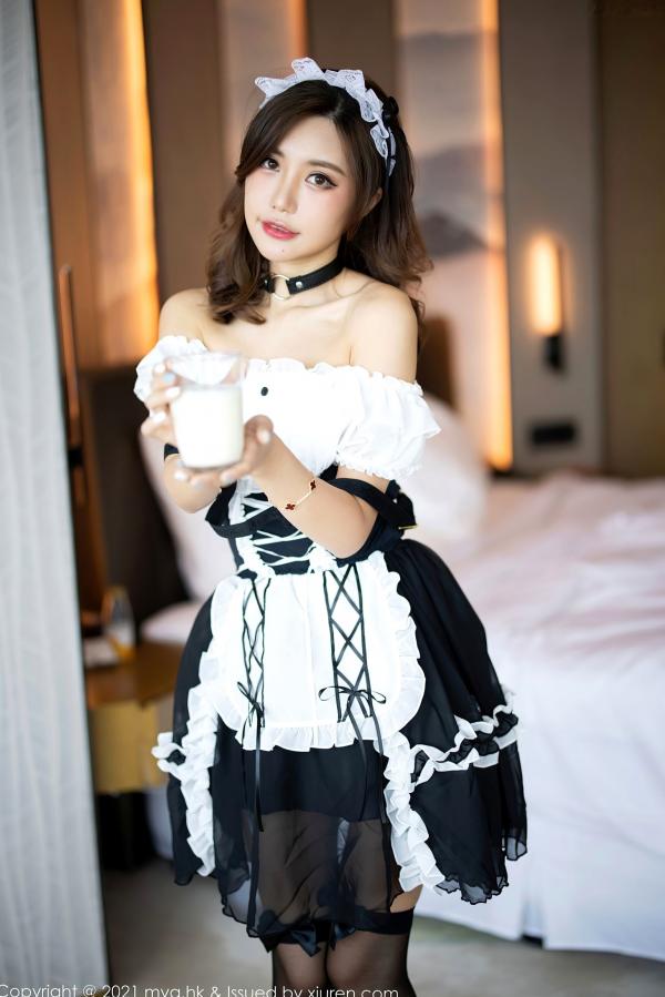    MyGirl美媛馆-588-绮里嘉Ula杭州旅拍，超短女仆装制服诱惑，黑丝高跟私房摄影，极品性感视觉大片第40张图片
