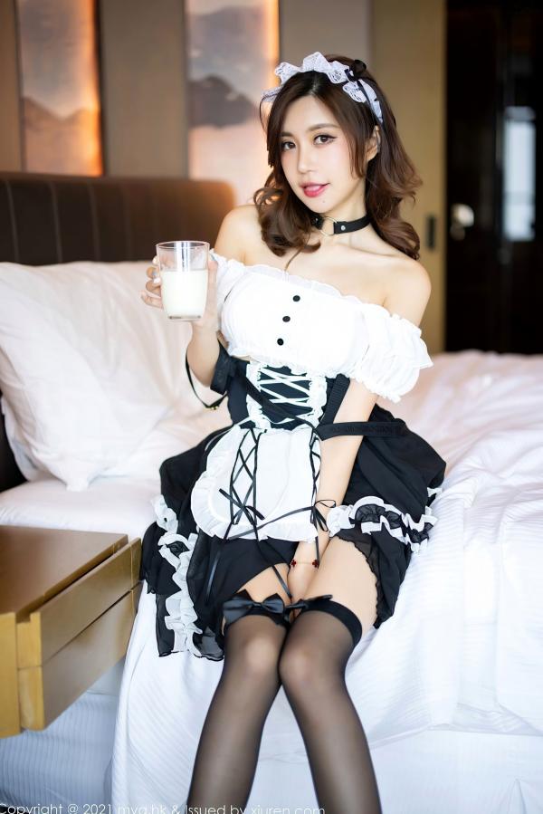    MyGirl美媛馆-588-绮里嘉Ula杭州旅拍，超短女仆装制服诱惑，黑丝高跟私房摄影，极品性感视觉大片第45张图片