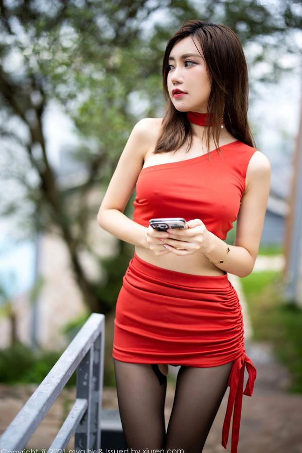    MyGirl美媛馆-585-绮里嘉Ula-杭州旅拍户外鲜艳红裙黑丝-2021.08.31 - 无圣光大尺度第34张图片