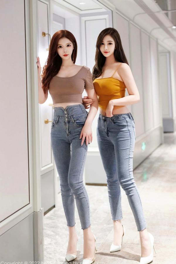    IMiss爱蜜社-697-Lavinia与Linda双姝合集-私房内衣与居家牛仔裤造型-性感气质女神写真第9张图片