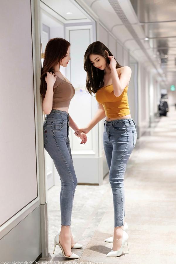    IMiss爱蜜社-697-Lavinia与Linda双姝合集-私房内衣与居家牛仔裤造型-性感气质女神写真第10张图片