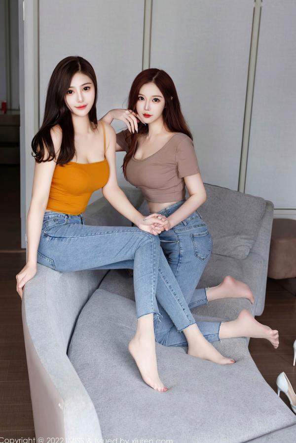    IMiss爱蜜社-697-Lavinia与Linda双姝合集-私房内衣与居家牛仔裤造型-性感气质女神写真第15张图片
