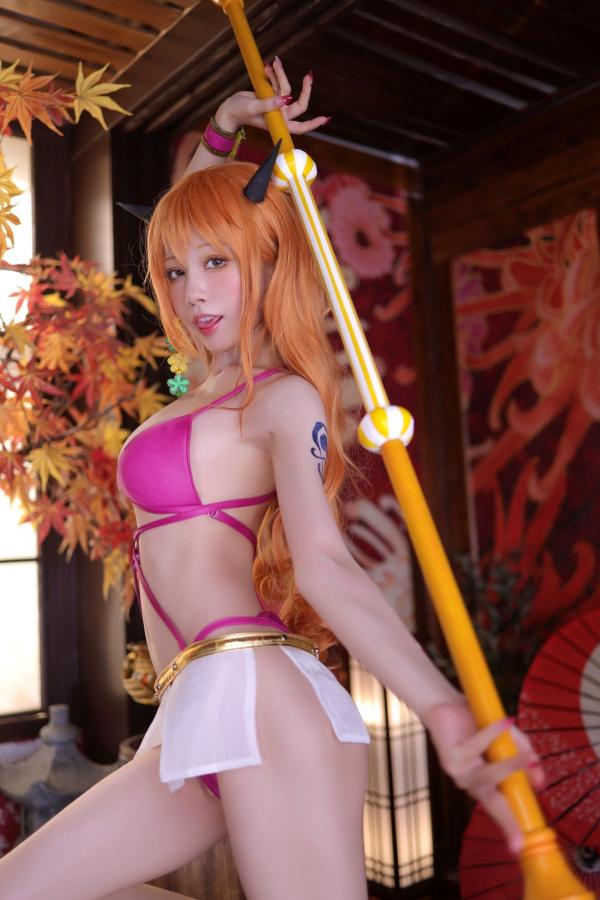    水淼-Aqua-海贼王-娜美-Nami-Kaido-Outfit-火辣比基尼COS-私房写真-野性女神极致诱惑第12张图片