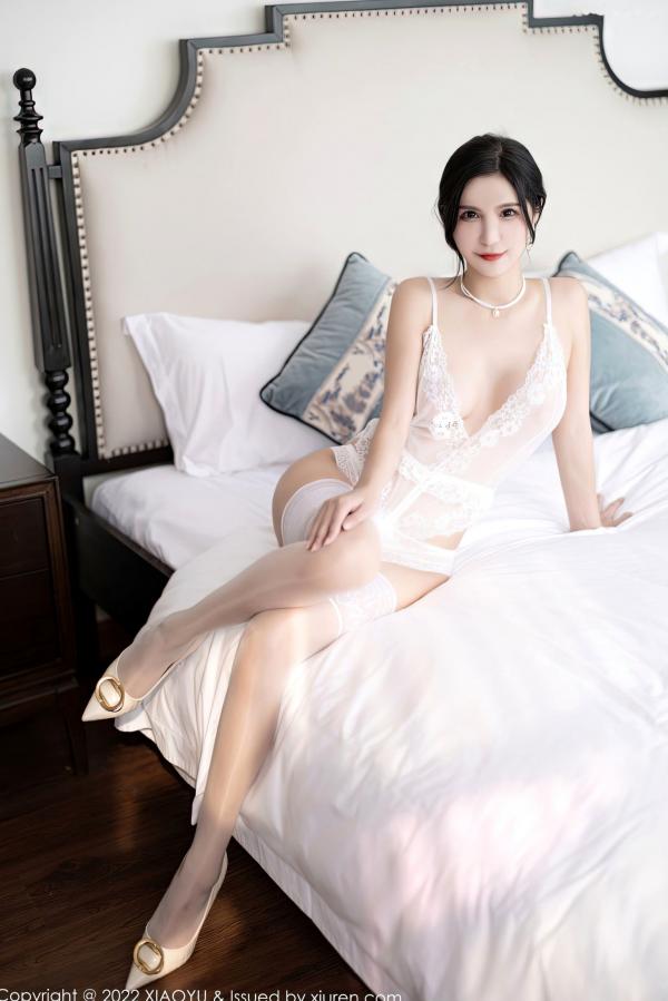    XiaoYu语画界-925-小蛮妖Yummy-白色薄透裙与镂空蕾丝内衣私房照-优雅女神绝美腿型展现诱惑魅力-2022.12.14第29张图片