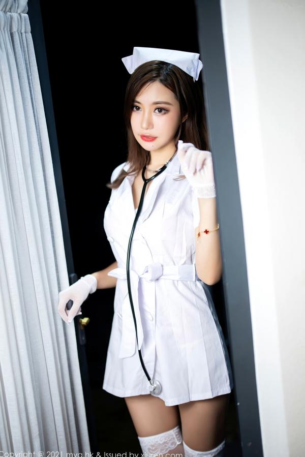    MyGirl美媛馆578期：绮里嘉Carina杭州旅拍，极致性感护士制服诱惑，镂空蕾丝内衣搭配白色长筒袜，演绎火辣角色扮演，无圣光写真大尺度呈现第1张图片