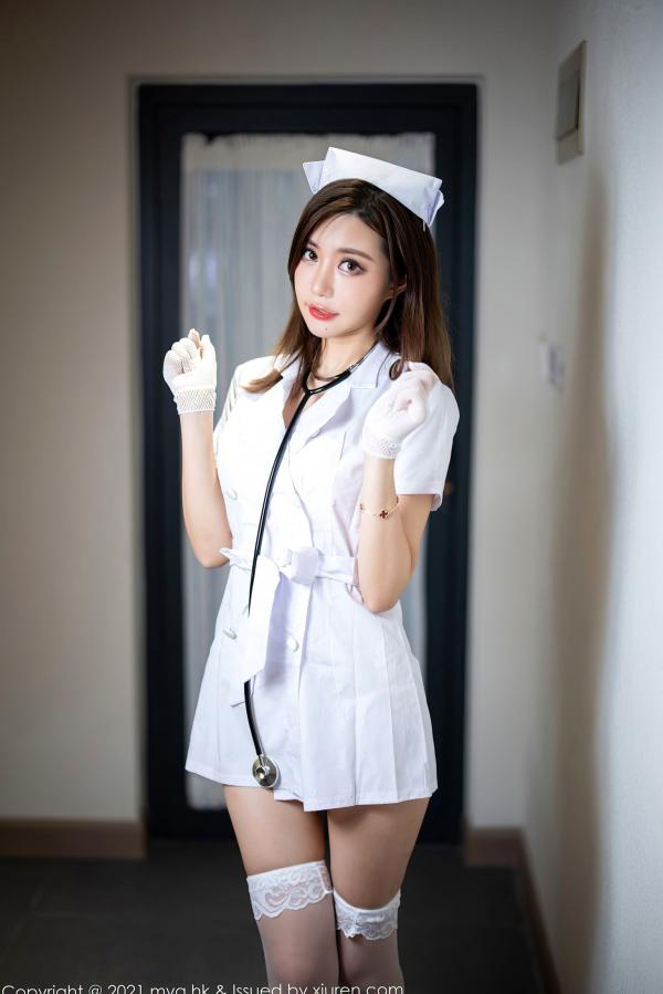    MyGirl美媛馆578期：绮里嘉Carina杭州旅拍，极致性感护士制服诱惑，镂空蕾丝内衣搭配白色长筒袜，演绎火辣角色扮演，无圣光写真大尺度呈现第8张图片