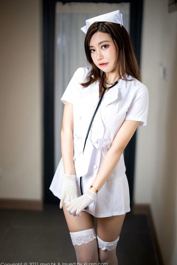    MyGirl美媛馆578期：绮里嘉Carina杭州旅拍，极致性感护士制服诱惑，镂空蕾丝内衣搭配白色长筒袜，演绎火辣角色扮演，无圣光写真大尺度呈现第9张图片