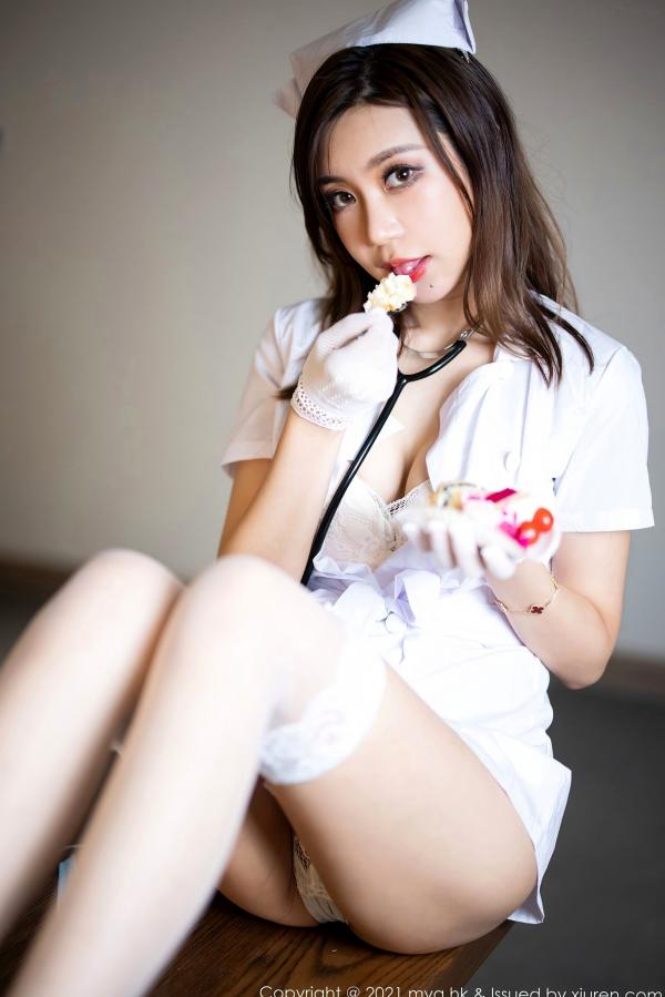    MyGirl美媛馆578期：绮里嘉Carina杭州旅拍，极致性感护士制服诱惑，镂空蕾丝内衣搭配白色长筒袜，演绎火辣角色扮演，无圣光写真大尺度呈现第35张图片