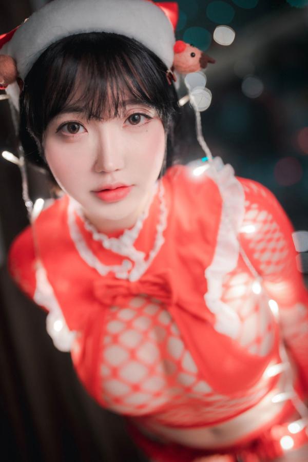    韩国美女孙乐乐：2021圣诞特辑红色网眼装透视私房诱惑写真无圣光第34张图片