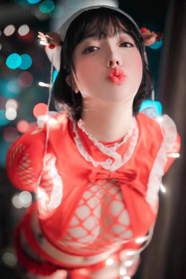    韩国美女孙乐乐：2021圣诞特辑红色网眼装透视私房诱惑写真无圣光第41张图片
