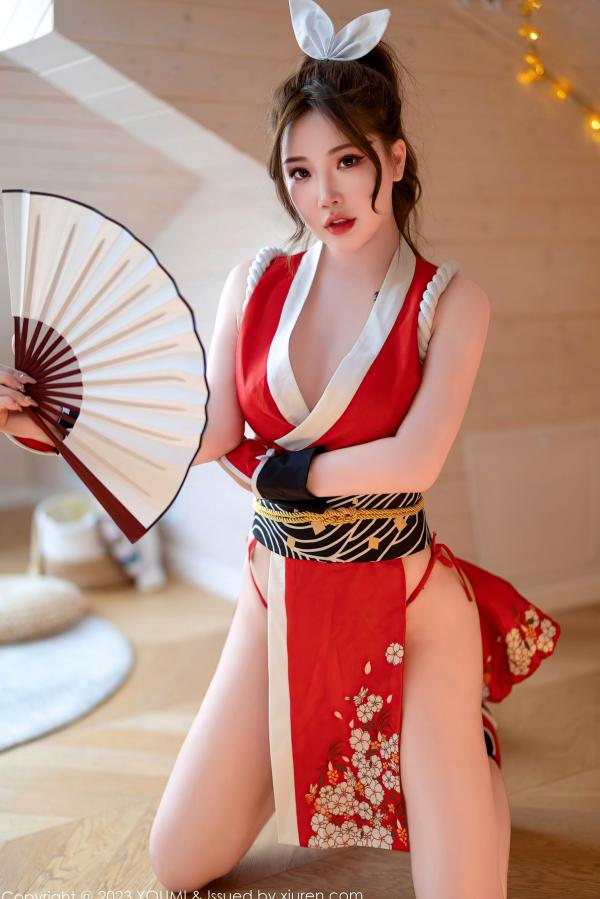    YouMi尤蜜荟-962-小海臀Rena演绎红色不知火舞，性感私房角色扮演写真，极致美臀曲线诱惑满满第4张图片