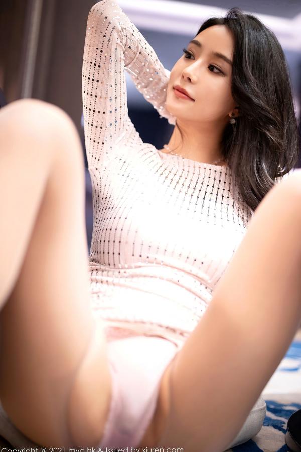    MyGirl美媛馆-蓝夏Akasha-性感白色亮片包臀连衣裙女神写真，肉丝长腿演绎优雅诱惑，气质出众，尽显迷人曲线，室内精致视觉大片第40张图片