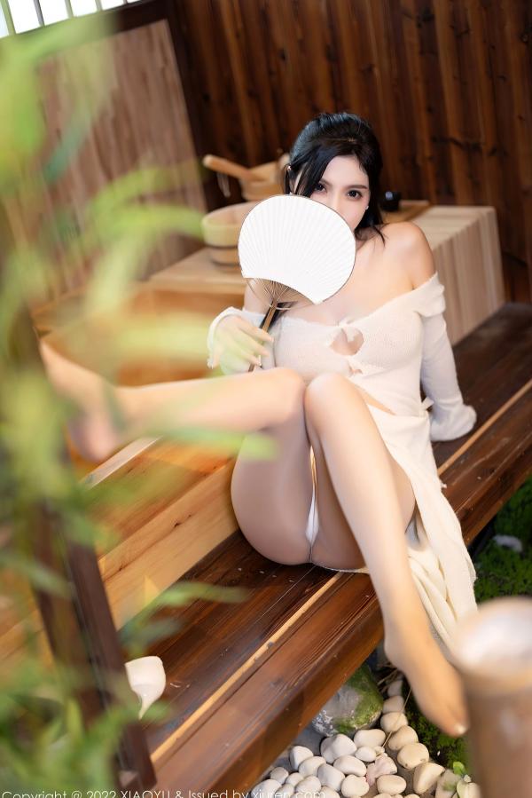    XiaoYu语画界-869-小蛮妖Yummy-杭州日式唯美私房摄影-白色透视针织衫诱惑-2022.09.22第47张图片