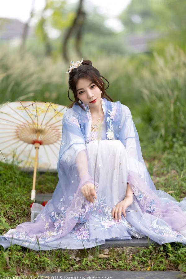    XiaoYu语画界-866-徐莉芝：杭州旅拍浅紫色古韵汉服写真，尽展迷人东方神韵与极致私房诱惑（2022.09.19）第6张图片