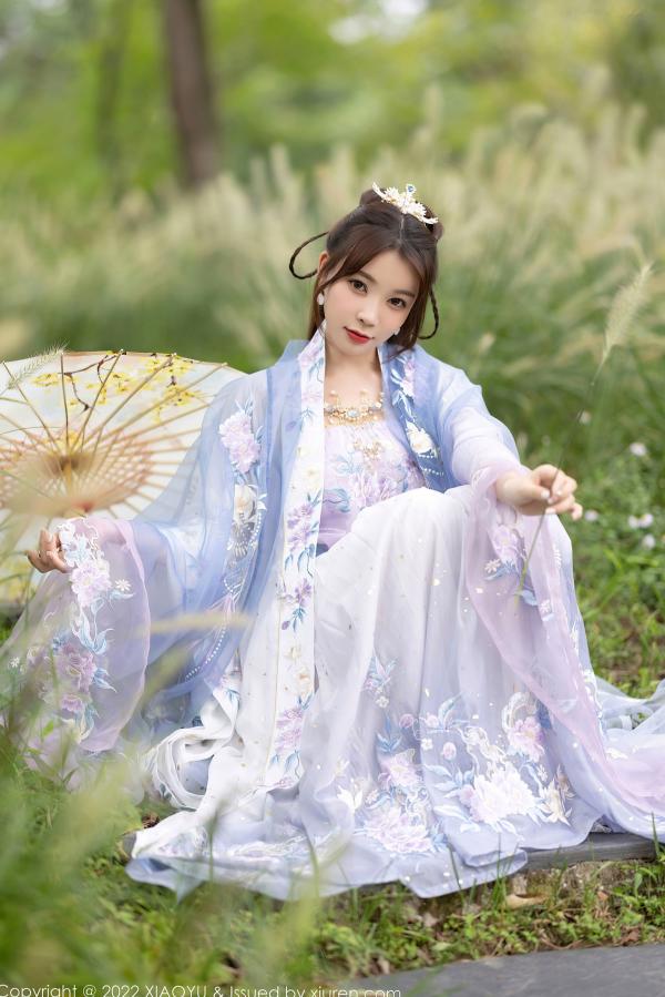    XiaoYu语画界-866-徐莉芝：杭州旅拍浅紫色古韵汉服写真，尽展迷人东方神韵与极致私房诱惑（2022.09.19）第7张图片