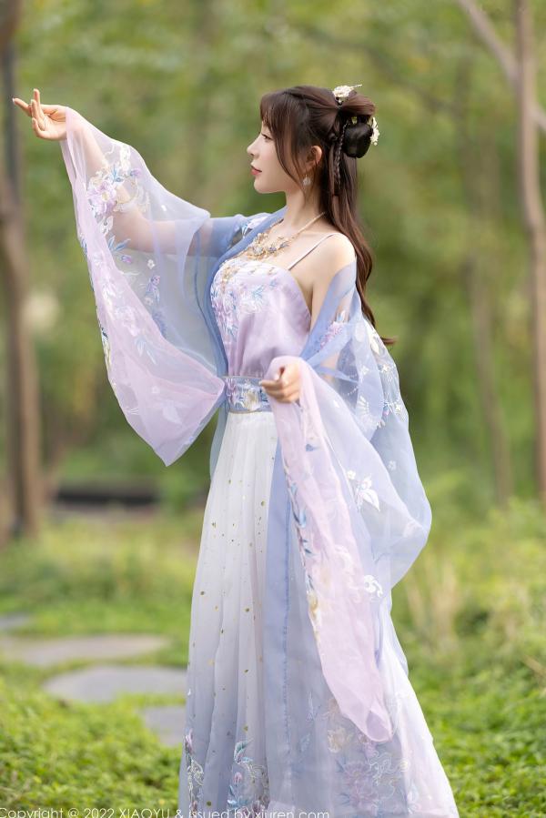    XiaoYu语画界-866-徐莉芝：杭州旅拍浅紫色古韵汉服写真，尽展迷人东方神韵与极致私房诱惑（2022.09.19）第14张图片