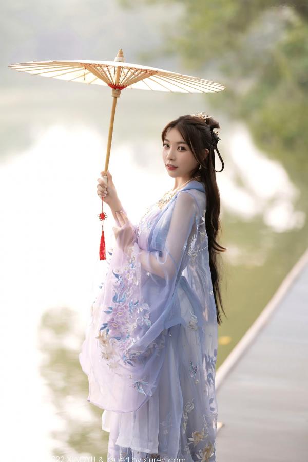    XiaoYu语画界-866-徐莉芝：杭州旅拍浅紫色古韵汉服写真，尽展迷人东方神韵与极致私房诱惑（2022.09.19）第18张图片