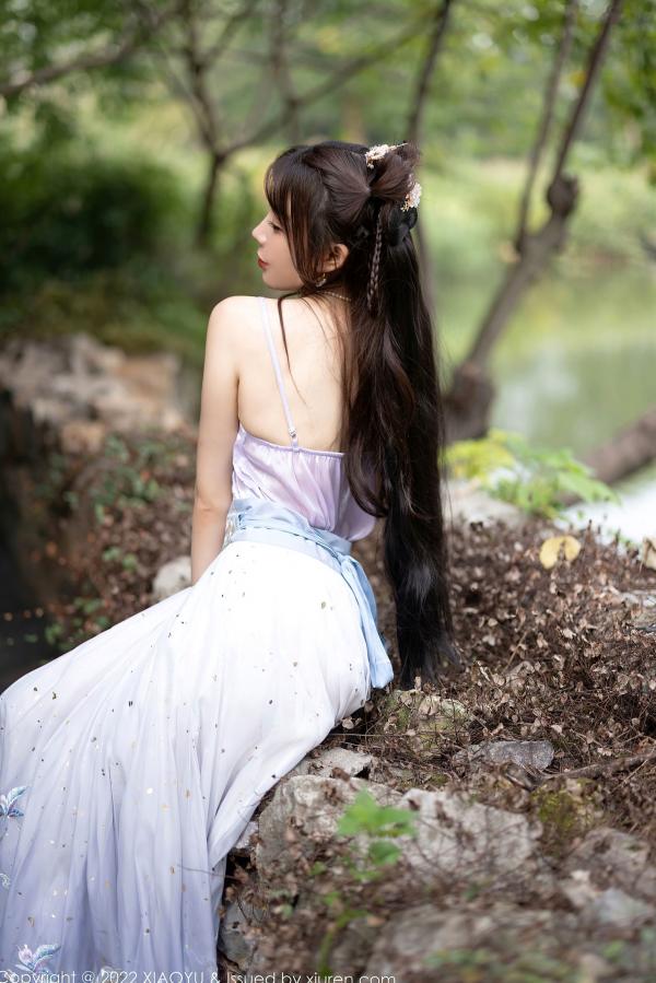    XiaoYu语画界-866-徐莉芝：杭州旅拍浅紫色古韵汉服写真，尽展迷人东方神韵与极致私房诱惑（2022.09.19）第21张图片