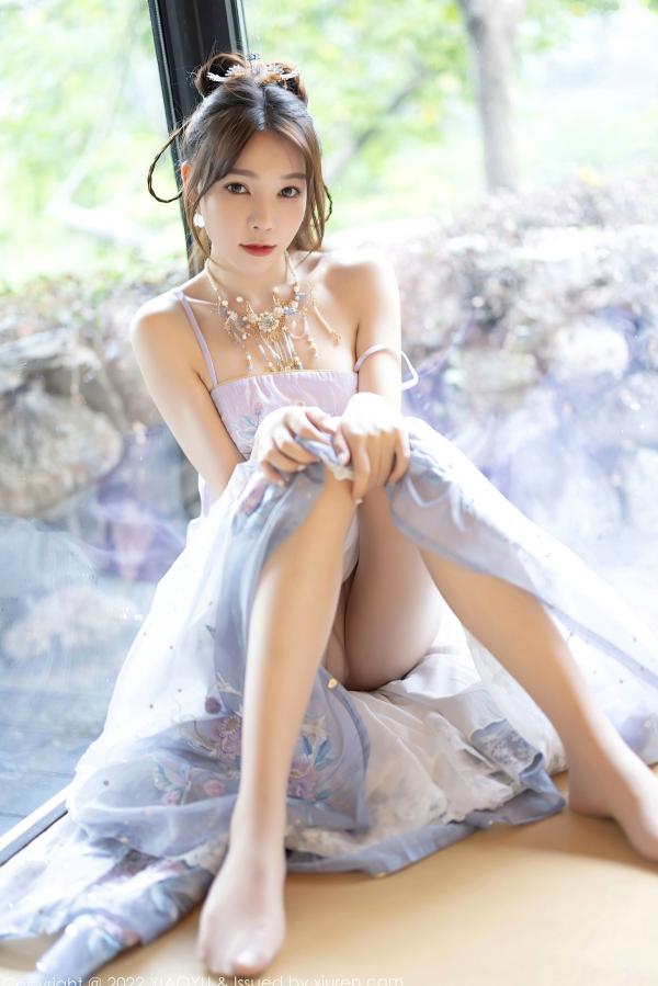    XiaoYu语画界-866-徐莉芝：杭州旅拍浅紫色古韵汉服写真，尽展迷人东方神韵与极致私房诱惑（2022.09.19）第35张图片