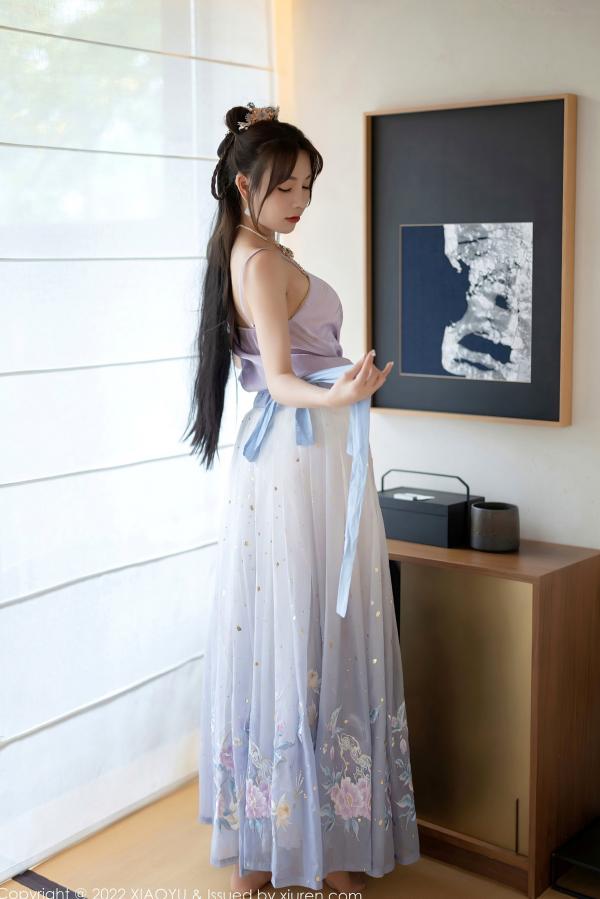    XiaoYu语画界-866-徐莉芝：杭州旅拍浅紫色古韵汉服写真，尽展迷人东方神韵与极致私房诱惑（2022.09.19）第44张图片
