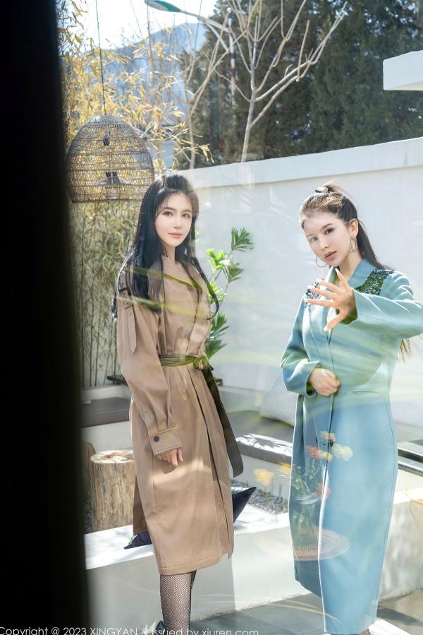    XingYan星颜社：刘钰儿、李丽莎双姝私房照，风衣搭配黑丝内衣尽显极致性感诱惑，高颜值女神酒店大尺度定格第1张图片