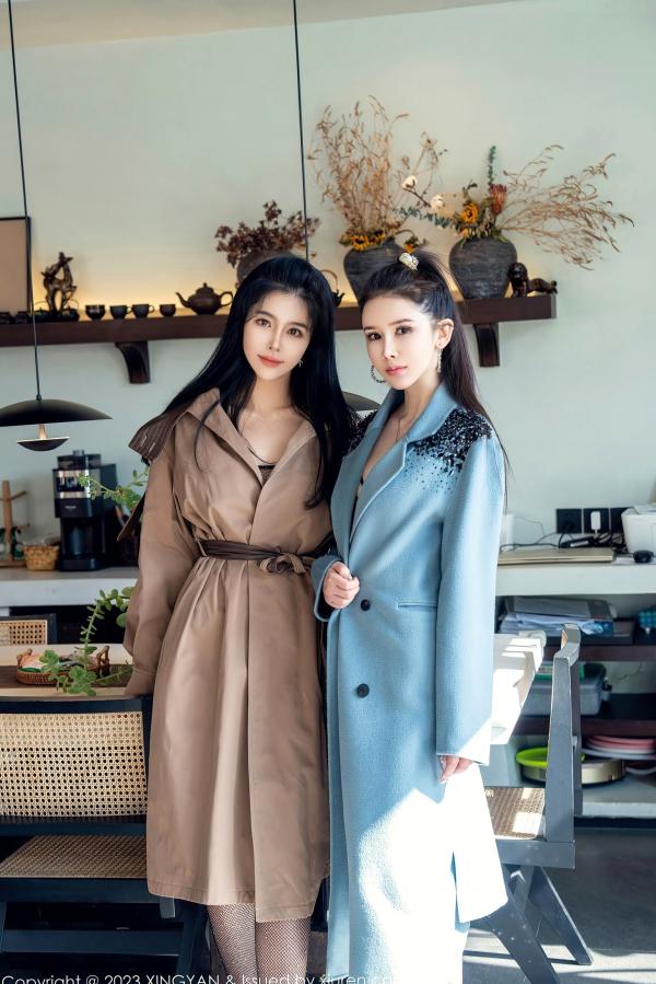    XingYan星颜社：刘钰儿、李丽莎双姝私房照，风衣搭配黑丝内衣尽显极致性感诱惑，高颜值女神酒店大尺度定格第2张图片