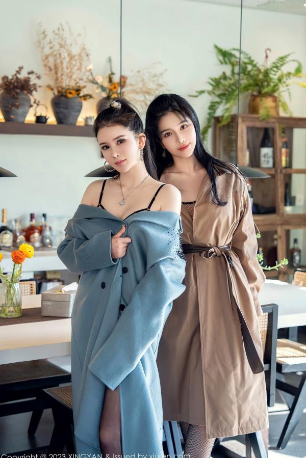    XingYan星颜社：刘钰儿、李丽莎双姝私房照，风衣搭配黑丝内衣尽显极致性感诱惑，高颜值女神酒店大尺度定格第3张图片