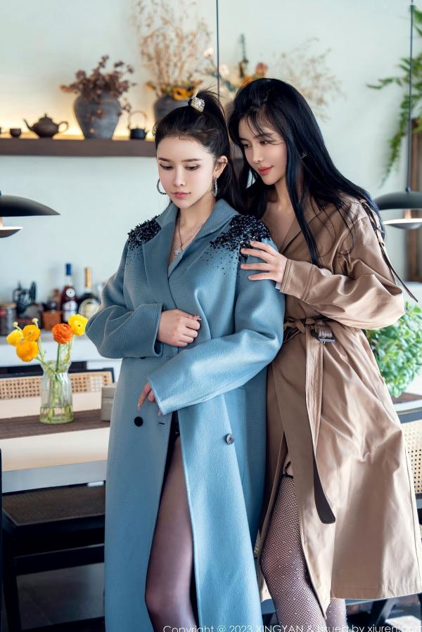    XingYan星颜社：刘钰儿、李丽莎双姝私房照，风衣搭配黑丝内衣尽显极致性感诱惑，高颜值女神酒店大尺度定格第6张图片