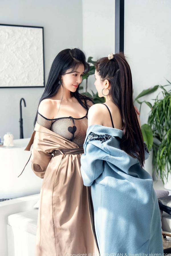    XingYan星颜社：刘钰儿、李丽莎双姝私房照，风衣搭配黑丝内衣尽显极致性感诱惑，高颜值女神酒店大尺度定格第17张图片
