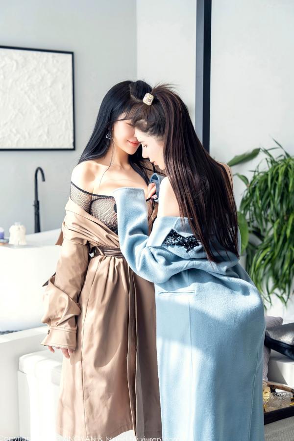    XingYan星颜社：刘钰儿、李丽莎双姝私房照，风衣搭配黑丝内衣尽显极致性感诱惑，高颜值女神酒店大尺度定格第18张图片