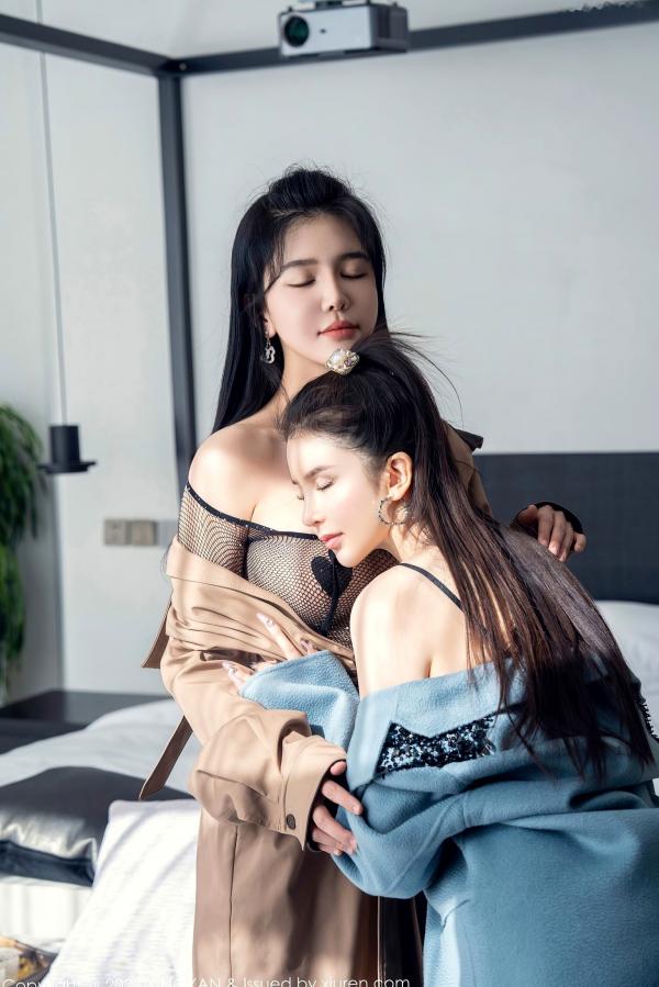    XingYan星颜社：刘钰儿、李丽莎双姝私房照，风衣搭配黑丝内衣尽显极致性感诱惑，高颜值女神酒店大尺度定格第19张图片
