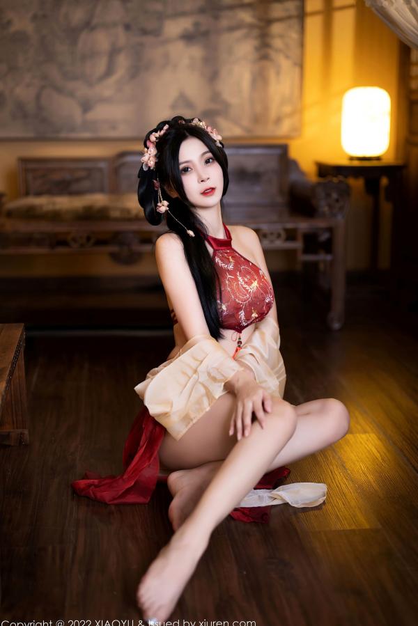    XiaoYu语画界-858：小蛮妖Yummy杭州古典旅拍，红纱古装尽显诱惑风情，伴随古琴演绎白嫩肌肤之美第5张图片