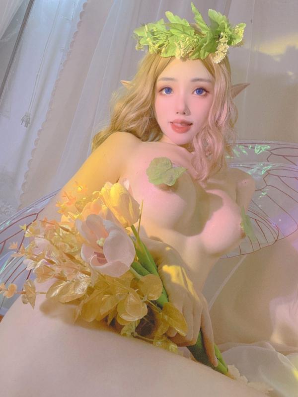   钛合金TiTi-精灵女神露脸：奇幻 Cosplay 森林花仙子主题，极致诱惑大尺度私房写真第12张图片
