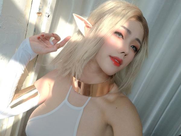    钛合金TiTi-精灵女神露脸：奇幻 Cosplay 森林花仙子主题，极致诱惑大尺度私房写真第45张图片