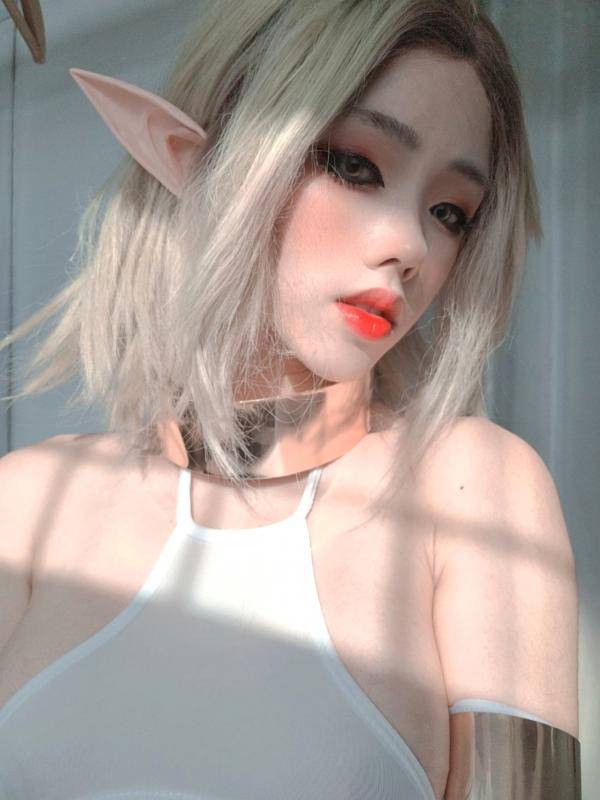    钛合金TiTi-精灵女神露脸：奇幻 Cosplay 森林花仙子主题，极致诱惑大尺度私房写真第46张图片