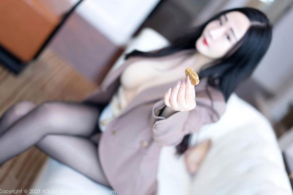   YouMi尤蜜荟-950-允爾-醇美咖啡色外套搭配超薄黑丝诱惑-气质御姐职场风私房照-2023.06.12第35张图片