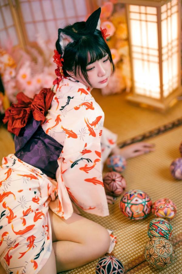    落落Raku-成人式：精致和服诱惑，猫耳装扮与红绳私房写真，极致身材尽显日系魅力第1张图片