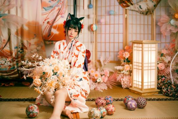    落落Raku-成人式：精致和服诱惑，猫耳装扮与红绳私房写真，极致身材尽显日系魅力第2张图片