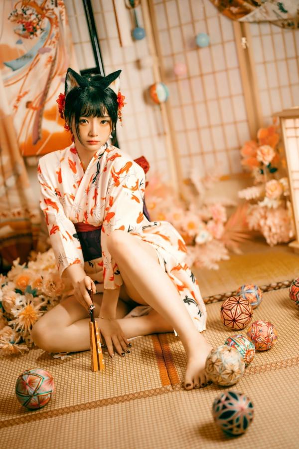    落落Raku-成人式：精致和服诱惑，猫耳装扮与红绳私房写真，极致身材尽显日系魅力第3张图片