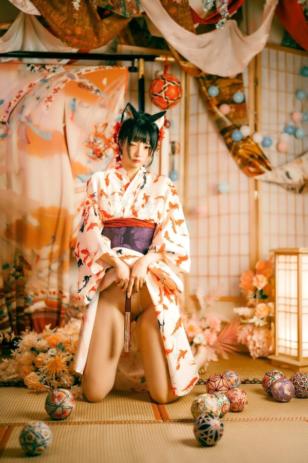    落落Raku-成人式：精致和服诱惑，猫耳装扮与红绳私房写真，极致身材尽显日系魅力第6张图片