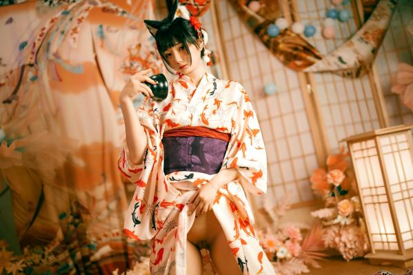    落落Raku-成人式：精致和服诱惑，猫耳装扮与红绳私房写真，极致身材尽显日系魅力第7张图片