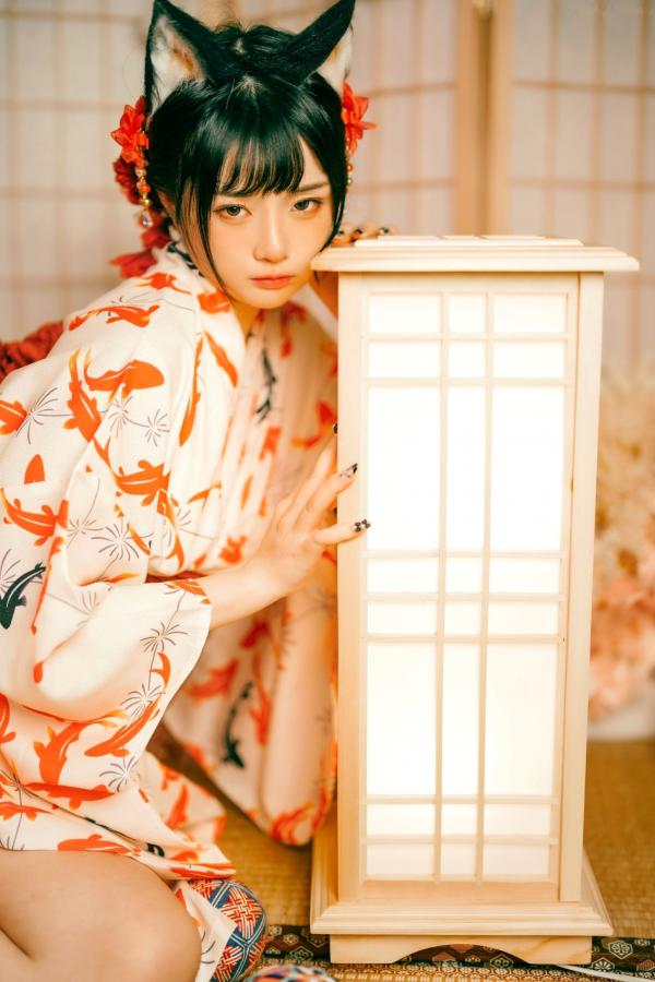    落落Raku-成人式：精致和服诱惑，猫耳装扮与红绳私房写真，极致身材尽显日系魅力第9张图片