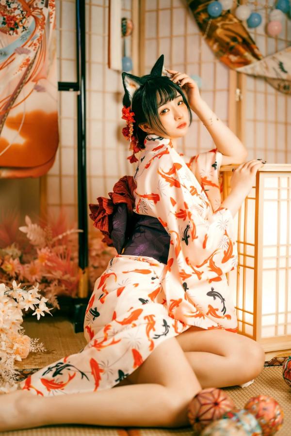    落落Raku-成人式：精致和服诱惑，猫耳装扮与红绳私房写真，极致身材尽显日系魅力第10张图片
