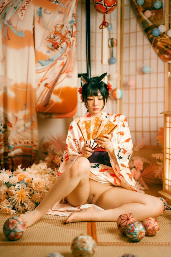    落落Raku-成人式：精致和服诱惑，猫耳装扮与红绳私房写真，极致身材尽显日系魅力第12张图片