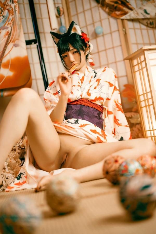    落落Raku-成人式：精致和服诱惑，猫耳装扮与红绳私房写真，极致身材尽显日系魅力第13张图片