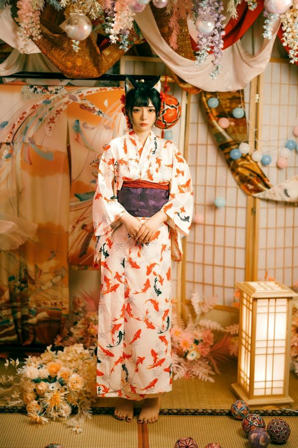    落落Raku-成人式：精致和服诱惑，猫耳装扮与红绳私房写真，极致身材尽显日系魅力第14张图片