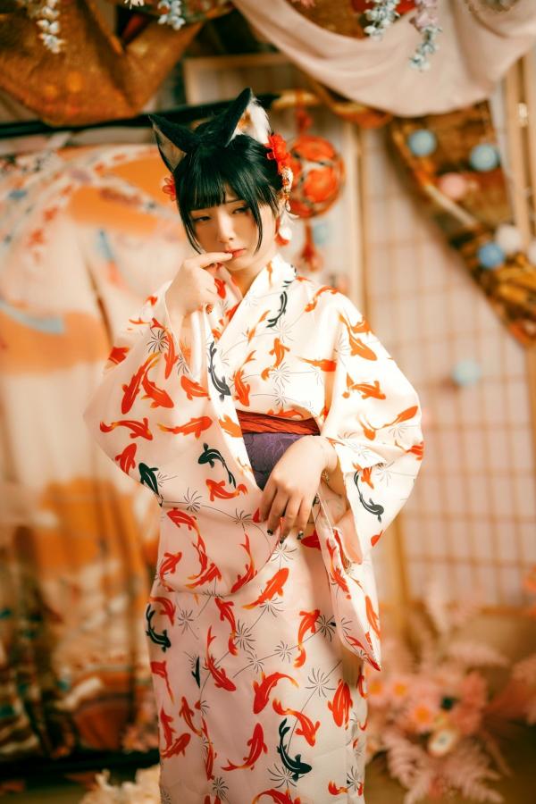    落落Raku-成人式：精致和服诱惑，猫耳装扮与红绳私房写真，极致身材尽显日系魅力第15张图片