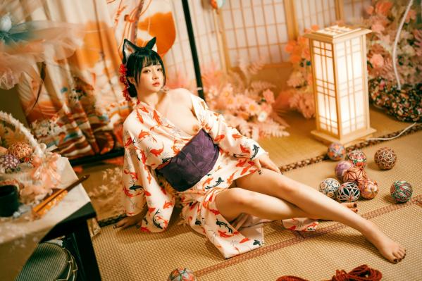    落落Raku-成人式：精致和服诱惑，猫耳装扮与红绳私房写真，极致身材尽显日系魅力第21张图片