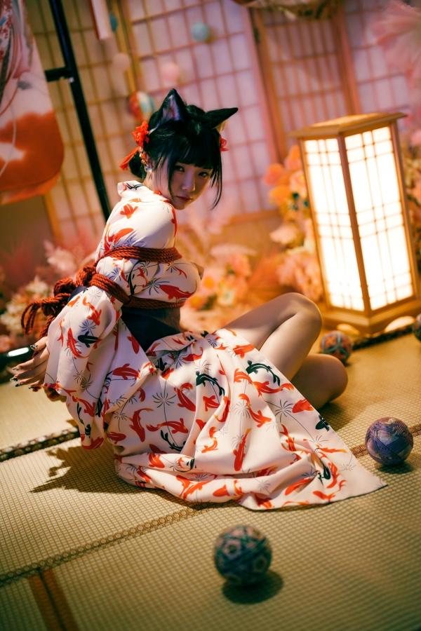    落落Raku-成人式：精致和服诱惑，猫耳装扮与红绳私房写真，极致身材尽显日系魅力第28张图片